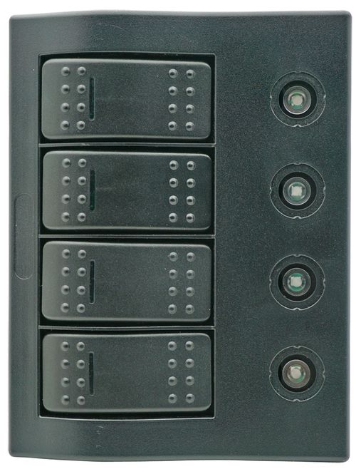 Hovedbilde Bryterpanel med sikringer og LED lys - 4 brytere