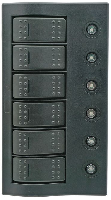 Hovedbilde Bryterpanel med sikringer og LED lys - 6 brytere