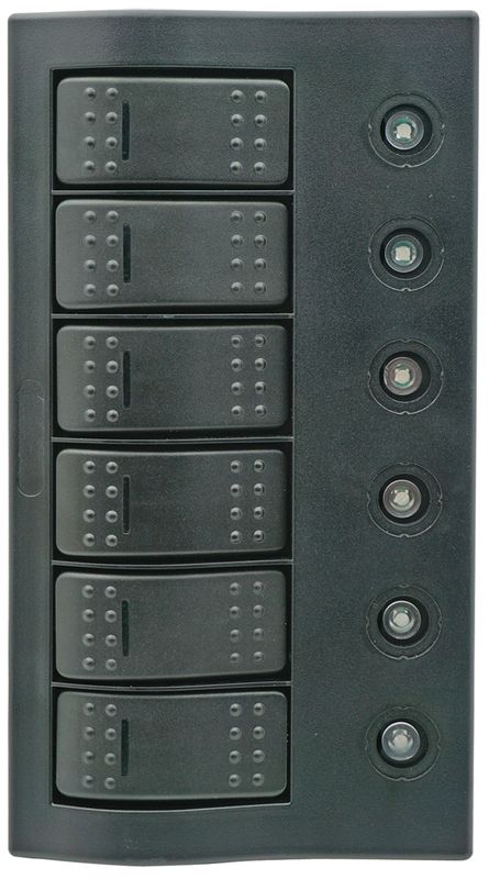 Bryterpanel med sikringer og LED lys - 6 brytere