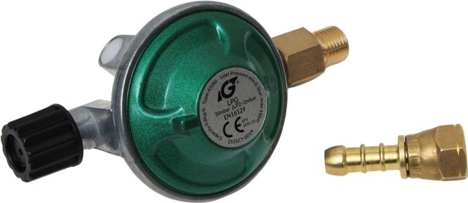 Hovedbilde Gassregulator M16 m/gjengetapp og slangestuss